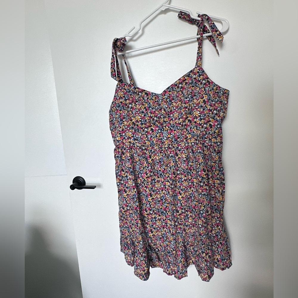 Tie-Shoulder Fit & Flare Floral Cami Mini Dress